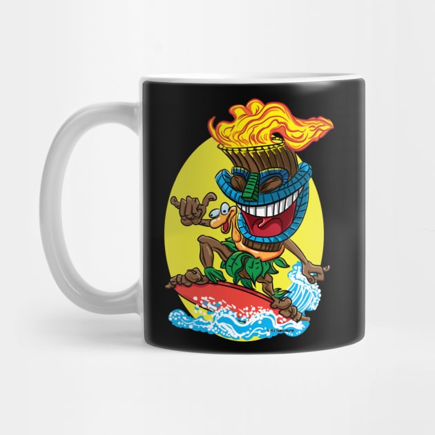 Tiki Surfer with rubber inflatable ring by eShirtLabs